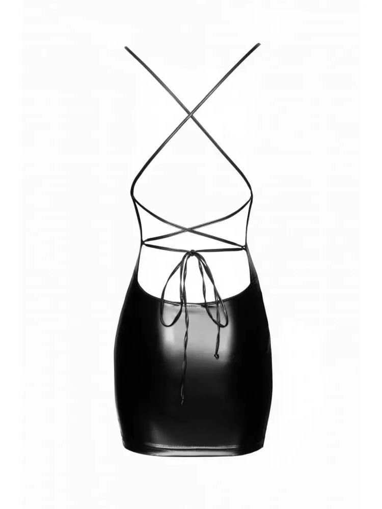 Платье с открытой спиной и глубоким декольте виниловое Noir Handmade черное, S NR09042 фото