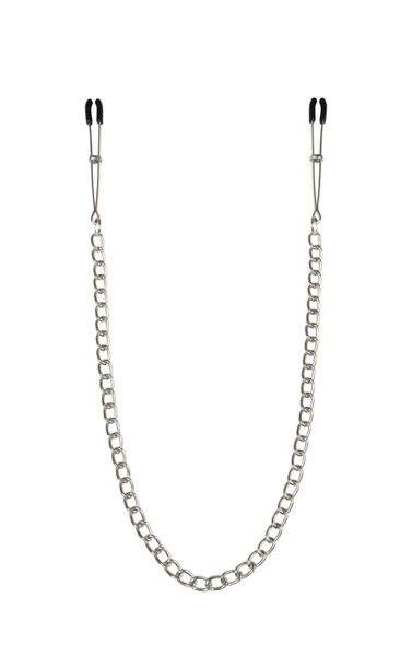 Тонкие зажимы для сосков с цепочкой Feral Feelings - Chain Thin nipple clamps, серебро/черный SO3794 фото