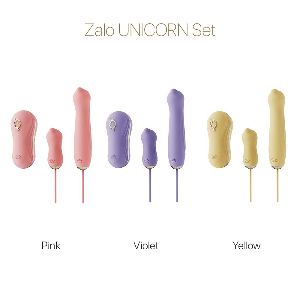 Набір 3в1 Zalo – UNICORN Set Pink, віброяйце, пульсатор, вакуумний стимулятор SO6687 фото