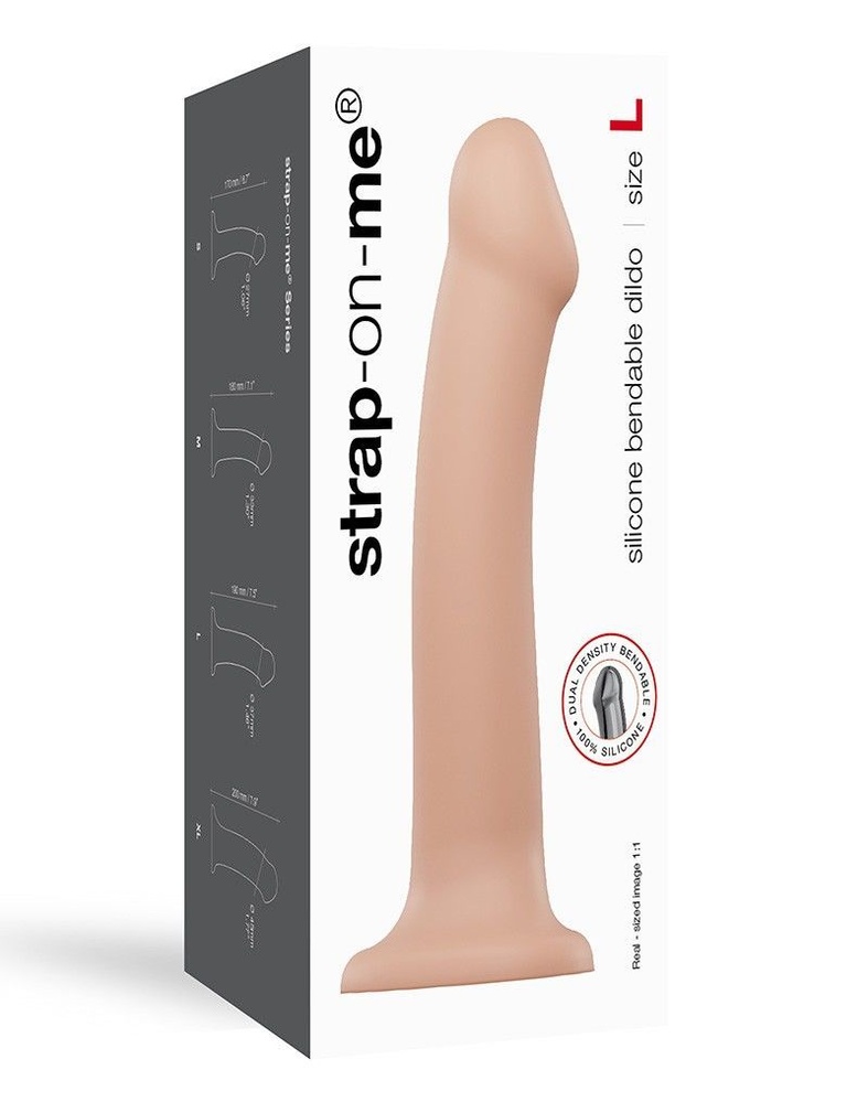 Насадка для страпона Strap-On-Me Dual Density Dildo Flesh L, діаметр 3,7см, двошарова, гнучка SO2355 фото