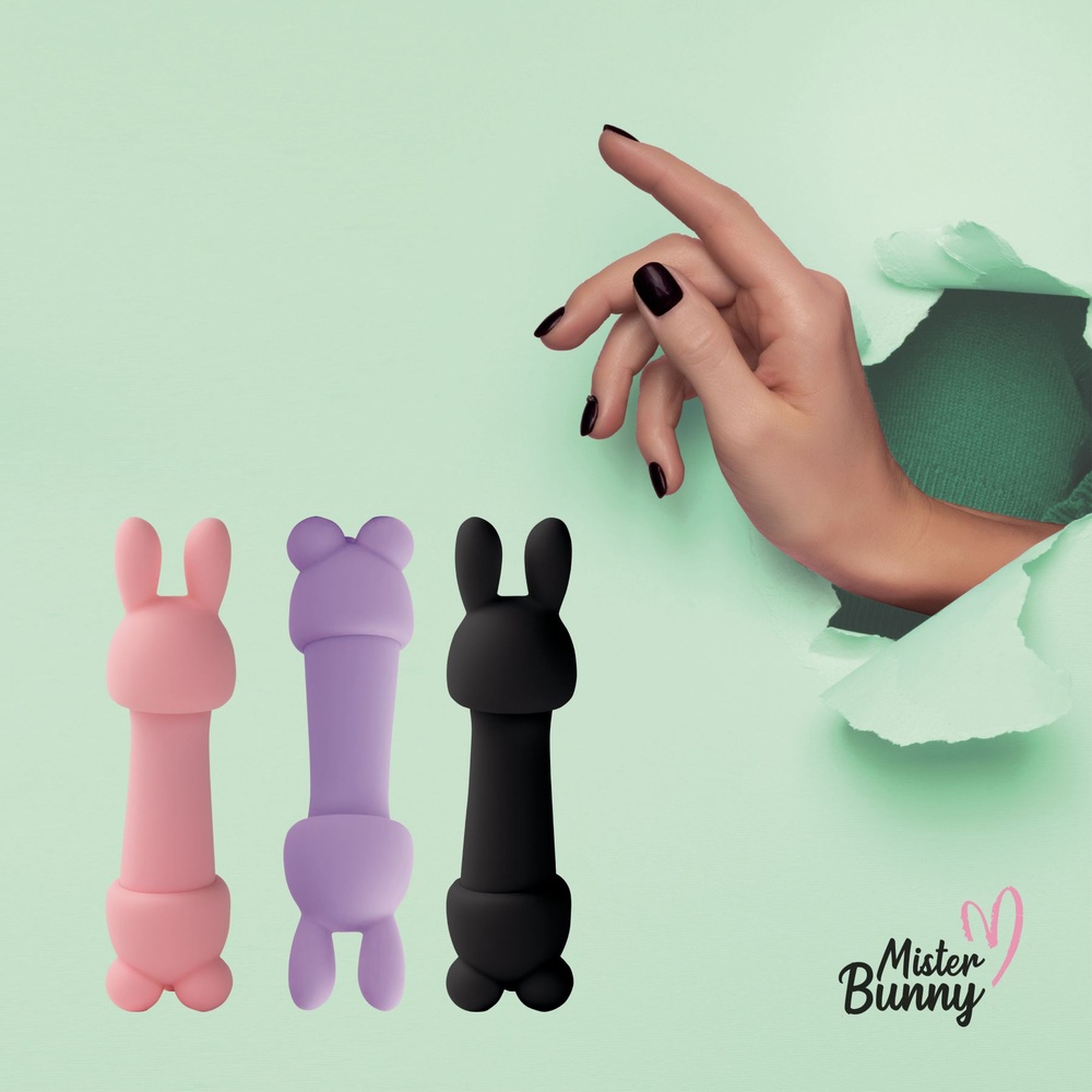 Мини-вибратор FeelzToys Mister Bunny Black с двумя насадками SO4438 фото