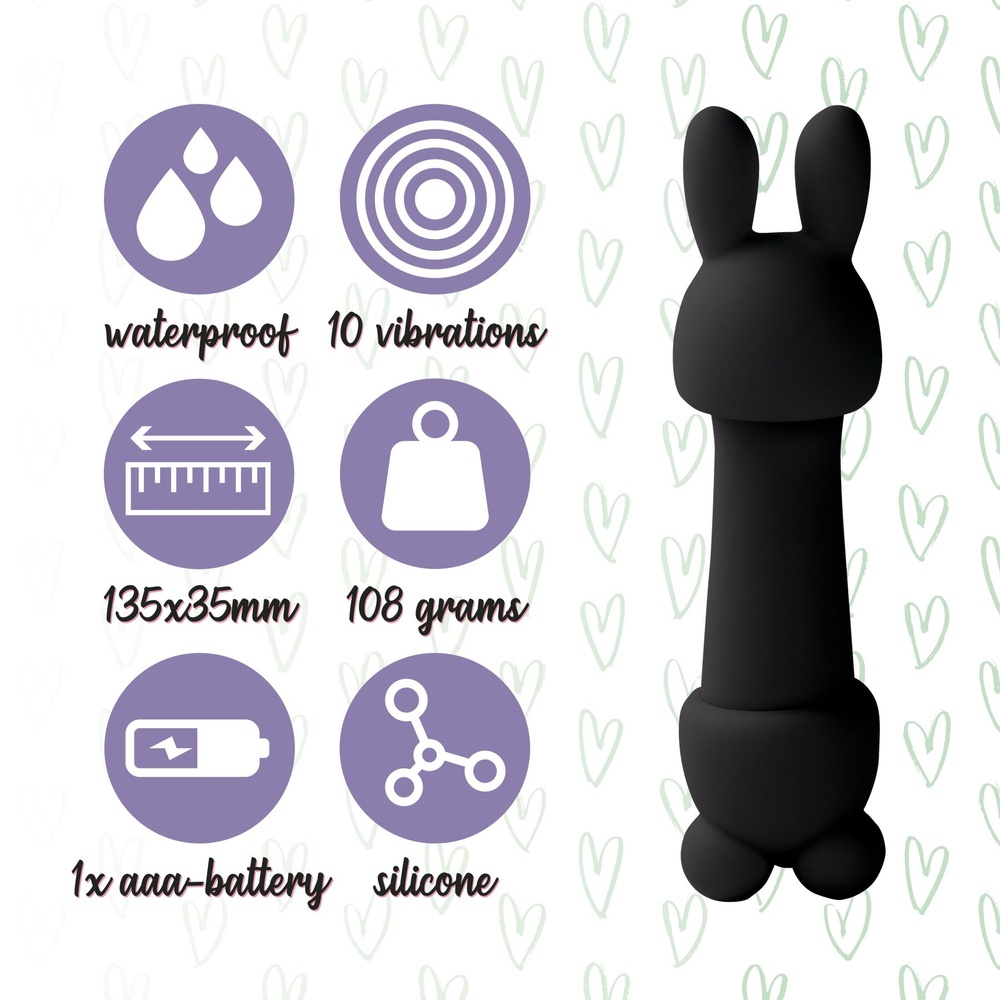 Мини-вибратор FeelzToys Mister Bunny Black с двумя насадками SO4438 фото