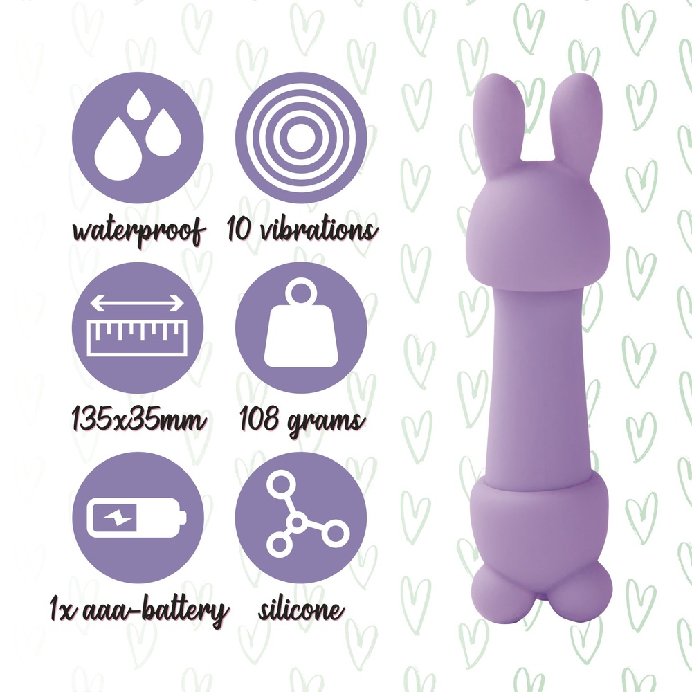 Мини-вибратор FeelzToys Mister Bunny Purple с двумя насадками SO4439 фото