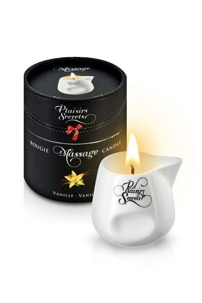 Масажна свічка Plaisirs Secrets Vanilla (80 мл) подарункове паковання, керамічний посуд SO1844 фото