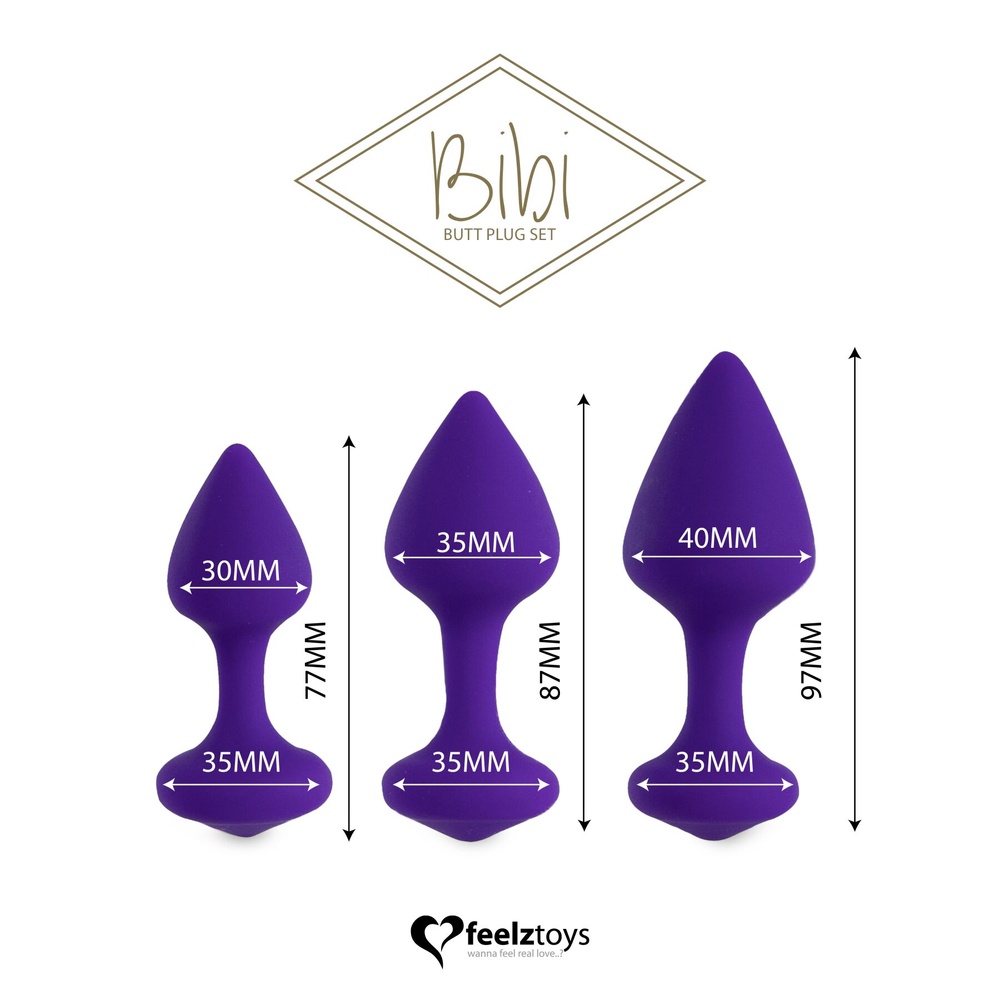 Набор силиконовых анальных пробок FeelzToys - Bibi Butt Plug Set 3 pcs Purple SO5064 фото