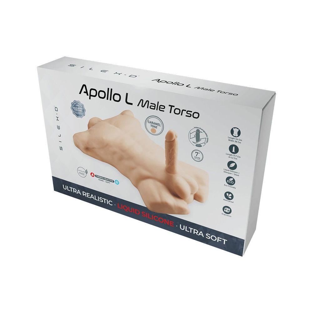 Торс з фалоімітатором на присосці SilexD Apollo L Male Torso Caramel SX0814 фото