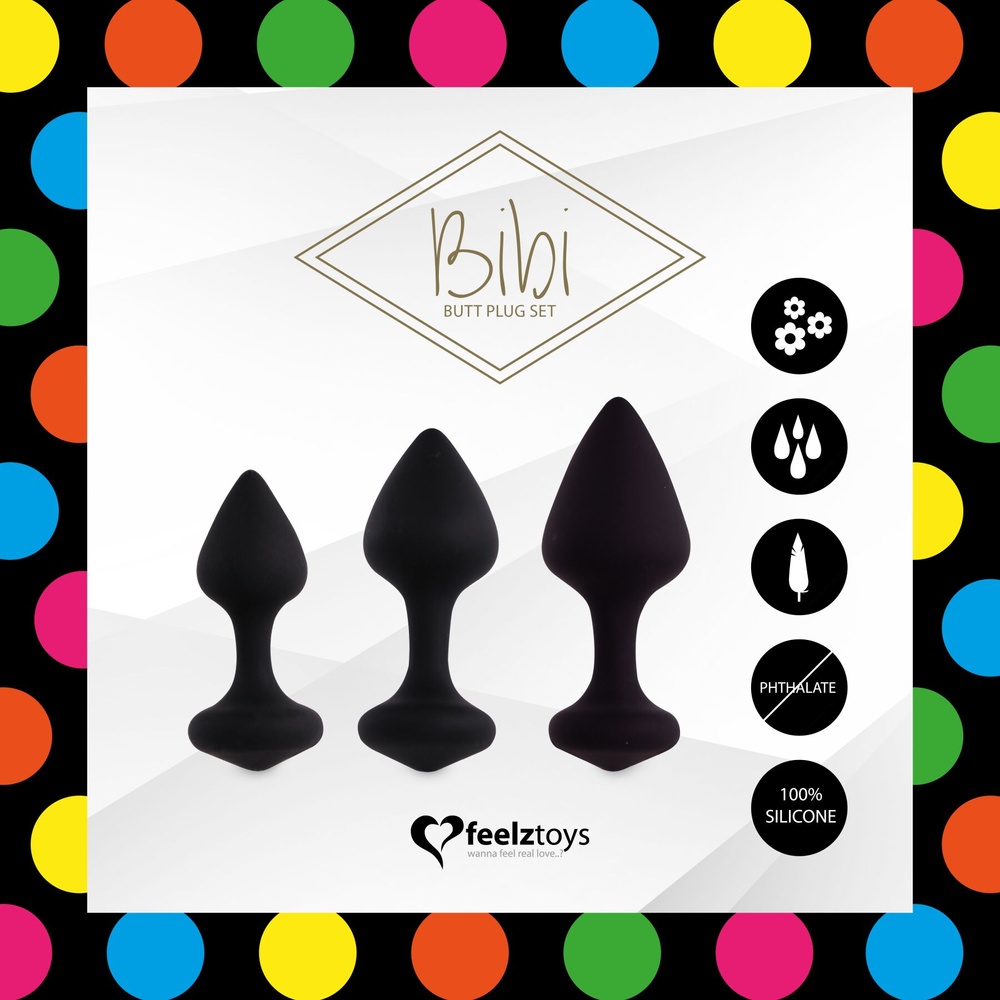 Набір силіконових анальних пробок FeelzToys - Bibi Butt Plug Set 3 pcs Black SO5065 фото