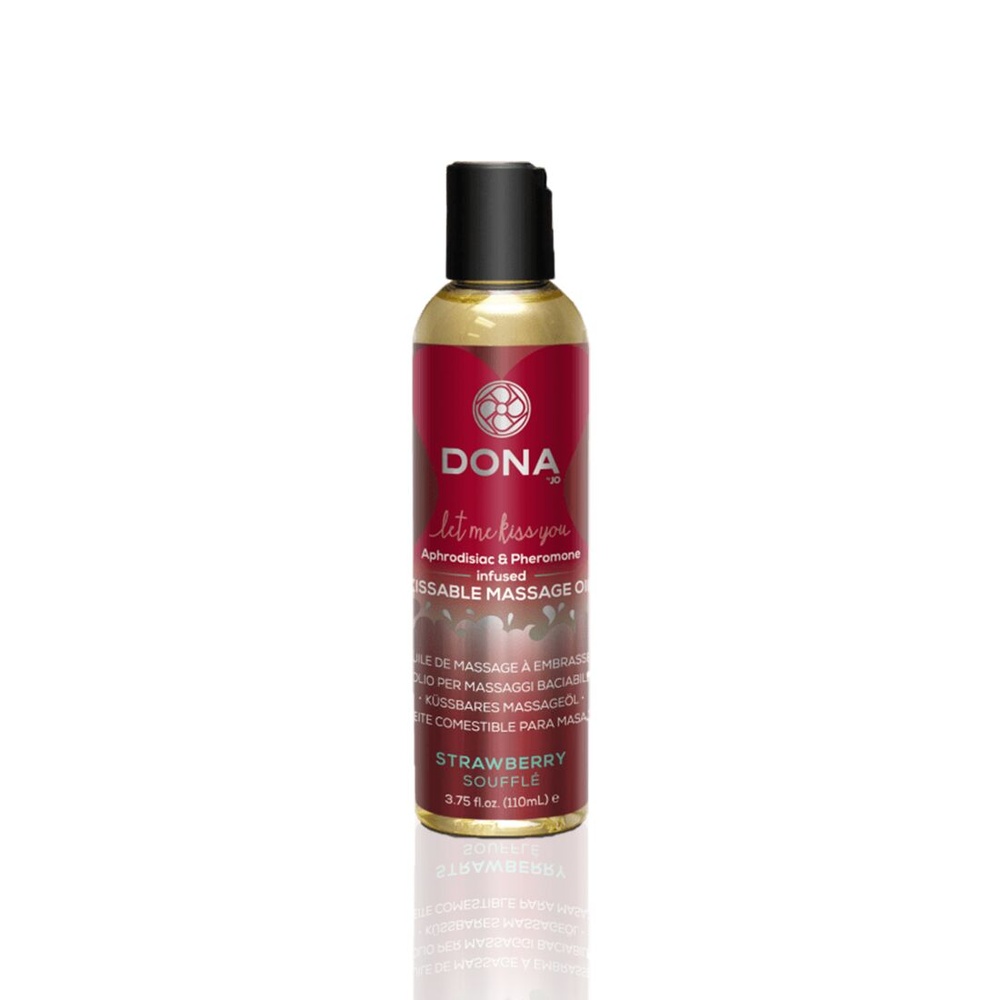 Массажное масло DONA Kissable Massage Oil Strawberry Souffle (110 мл) можно для оральных ласк SO1537 фото