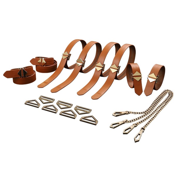 Набор из 8 ремней для связывания LOCKINK 8-Bondage-Straps Restraint Set - Brown SX0834 фото