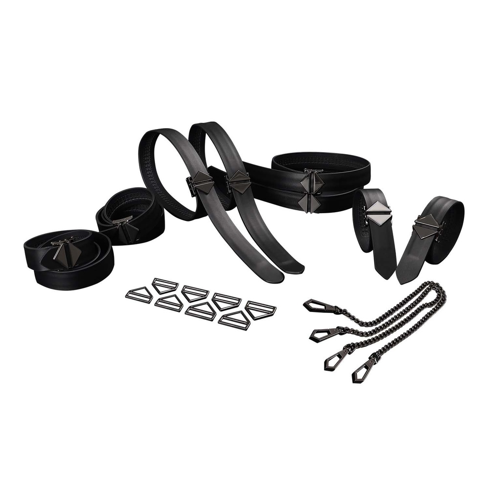 Набір із 8 ременів для зв'язування LOCKINK 8-Bondage-Straps Restraint Set - Black SX0835 фото