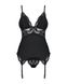 Сатиновый кружевной корсет Obsessive 810-COR-1 babydoll & thong S/M, черный, корсет, танга SO7156 фото 5