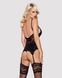 Сатиновый кружевной корсет Obsessive 810-COR-1 babydoll & thong S/M, черный, корсет, танга SO7156 фото 2