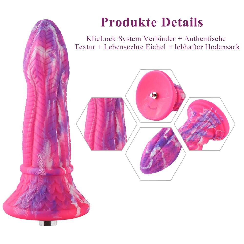 Фалоімітатор для секс-машин Hismith 10.3″ Silicone Monster Dildo Series, KlicLok та присоска SO6216 фото