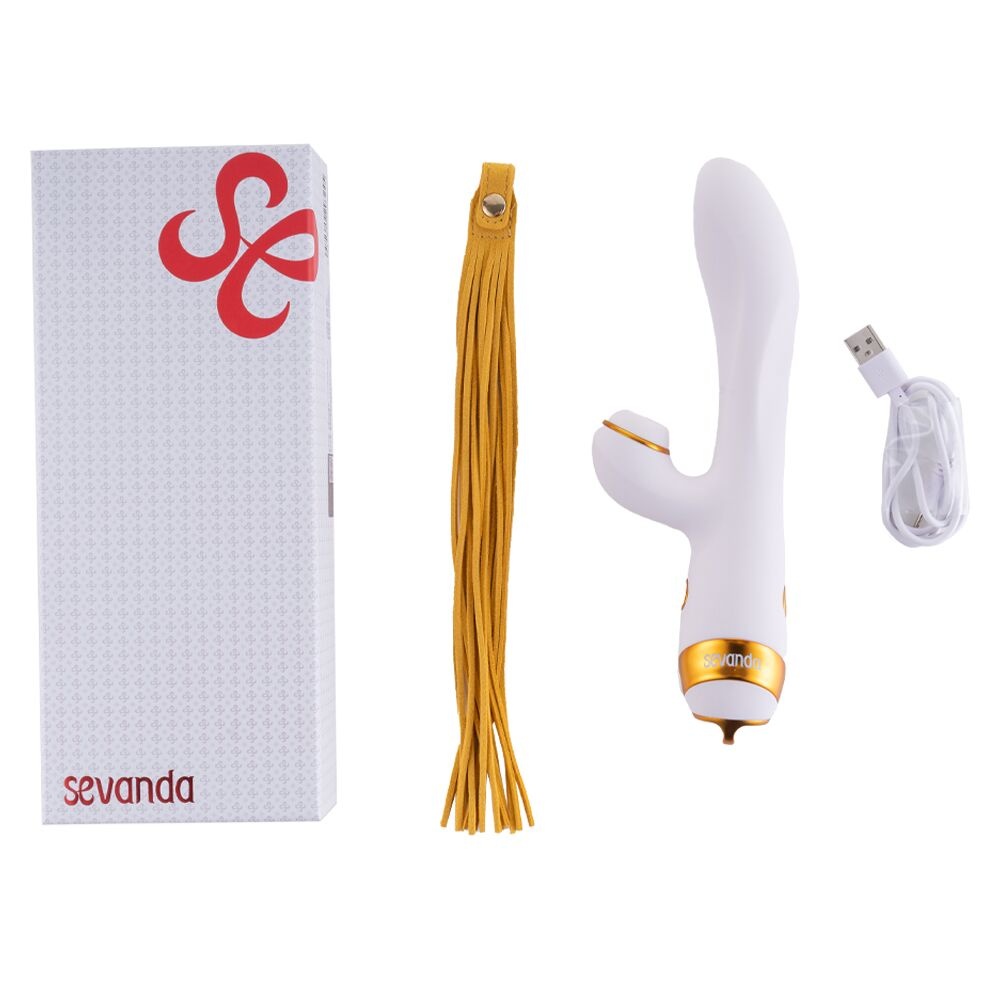 Вібратор-кролик з флогером LOCKINK SEVANDA Whip Vibrating Massage Wand - White & Golden SX0904 фото