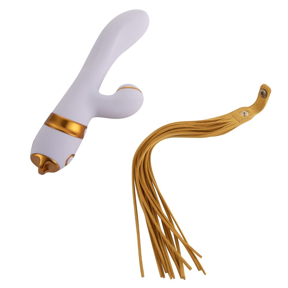 Вібратор-кролик з флогером LOCKINK SEVANDA Whip Vibrating Massage Wand - White & Golden SX0904 фото