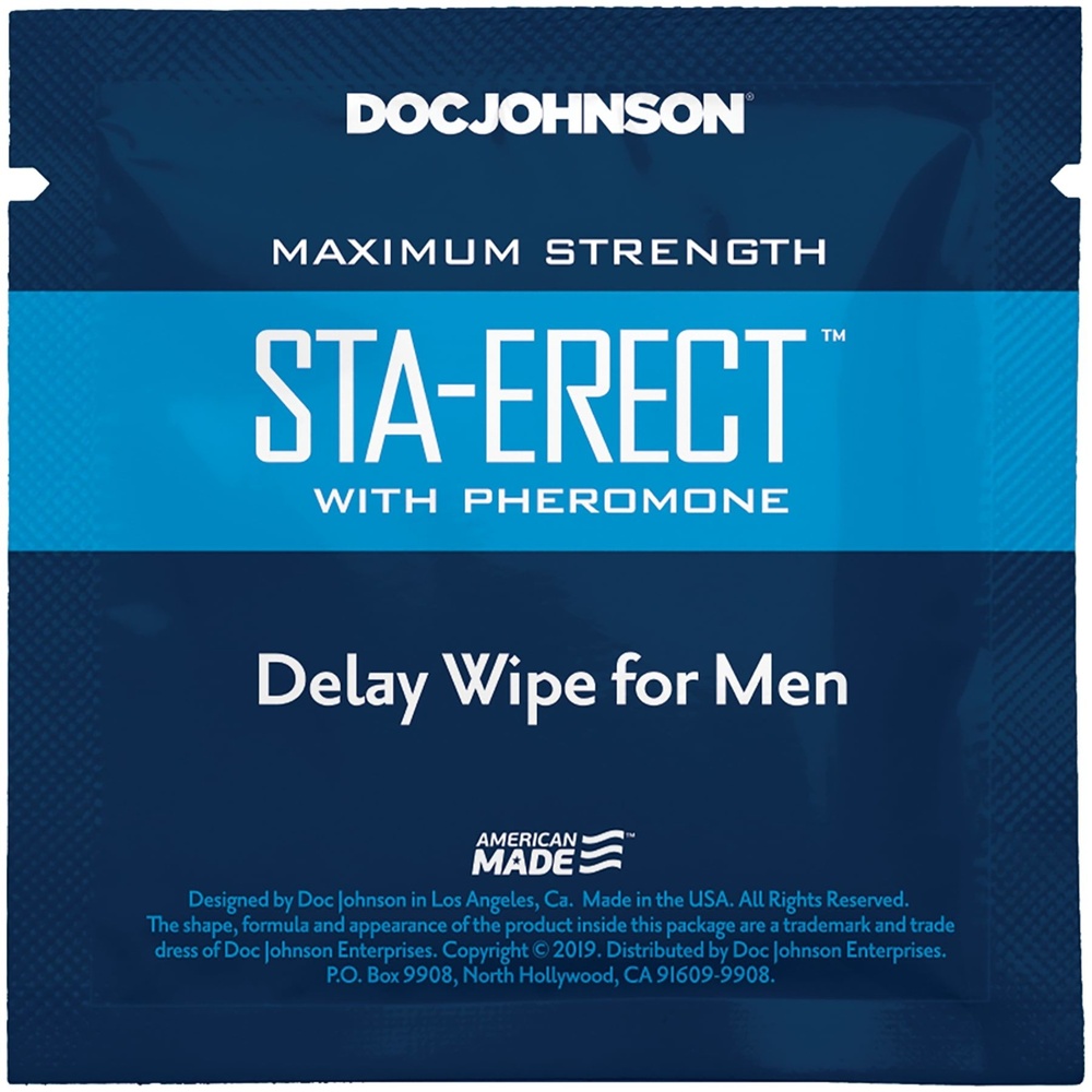 Пролонгирующая салфетка Doc Johnson Sta-Erect Delay Wipe For Men с феромонами SO3489 фото