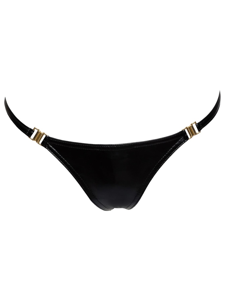 Трусики Noir Handmade P008 Powerwetlook panty with gold clasp - M SX0172 фото