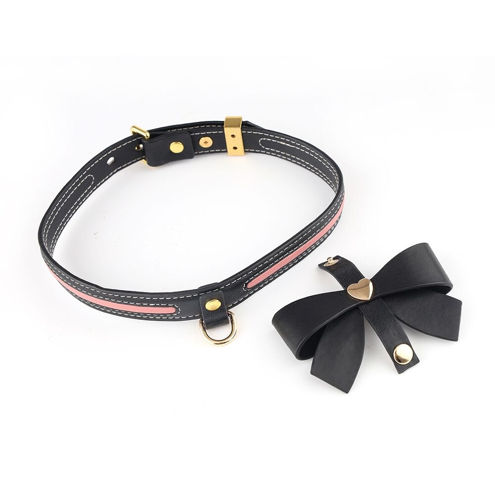 Поводок LOCKINK SEVANDA Love Heart Butterfly Leather Collar Set - Black SX0863 фото