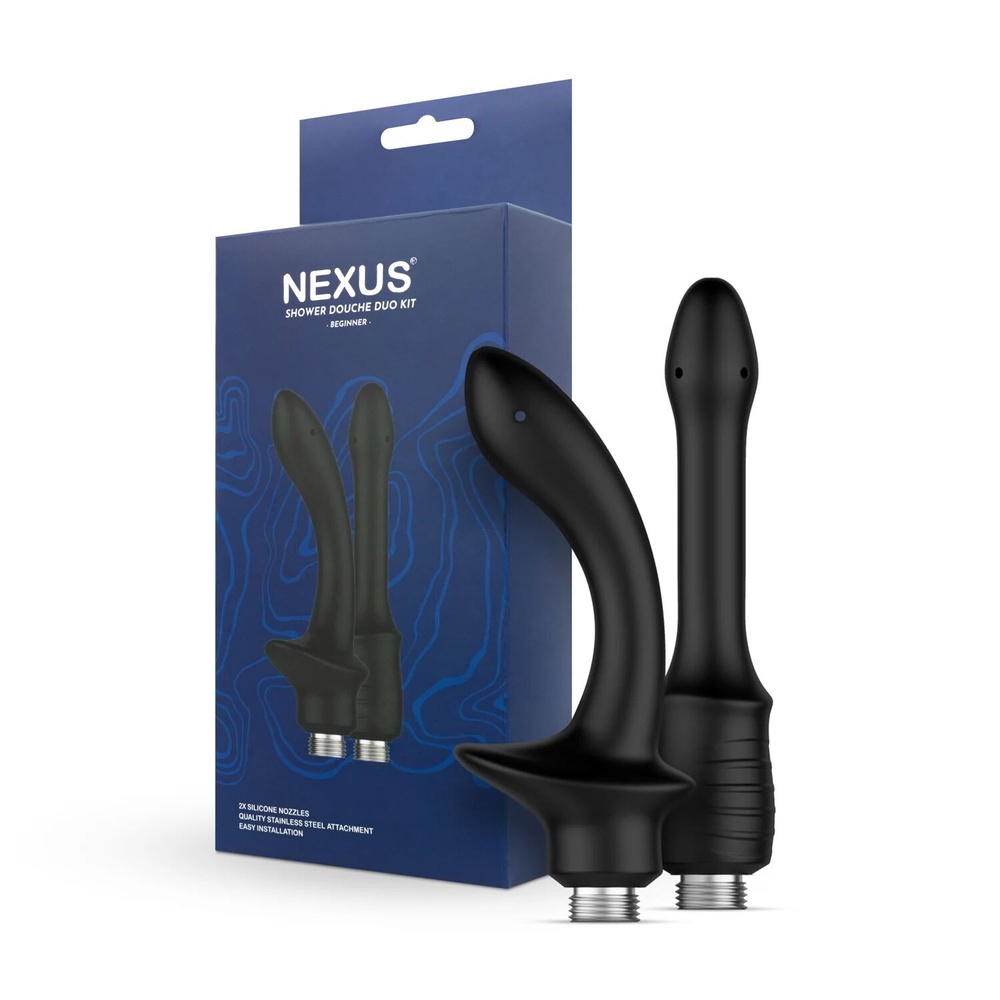 Набор анальных насадок для душа Nexus BEGINNER Shower Douche Duo Kit – Black, 2 шт. SO9857 фото