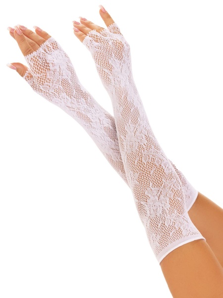 Мітенки Leg Avenue Lace Opera Length Fingerless Gloves White SX1058 фото