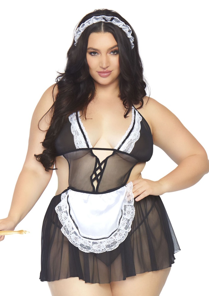 Костюм горничной Leg Avenue Fantasy French Maid XL/XXL, платье, трусики, повязка SO7891 фото