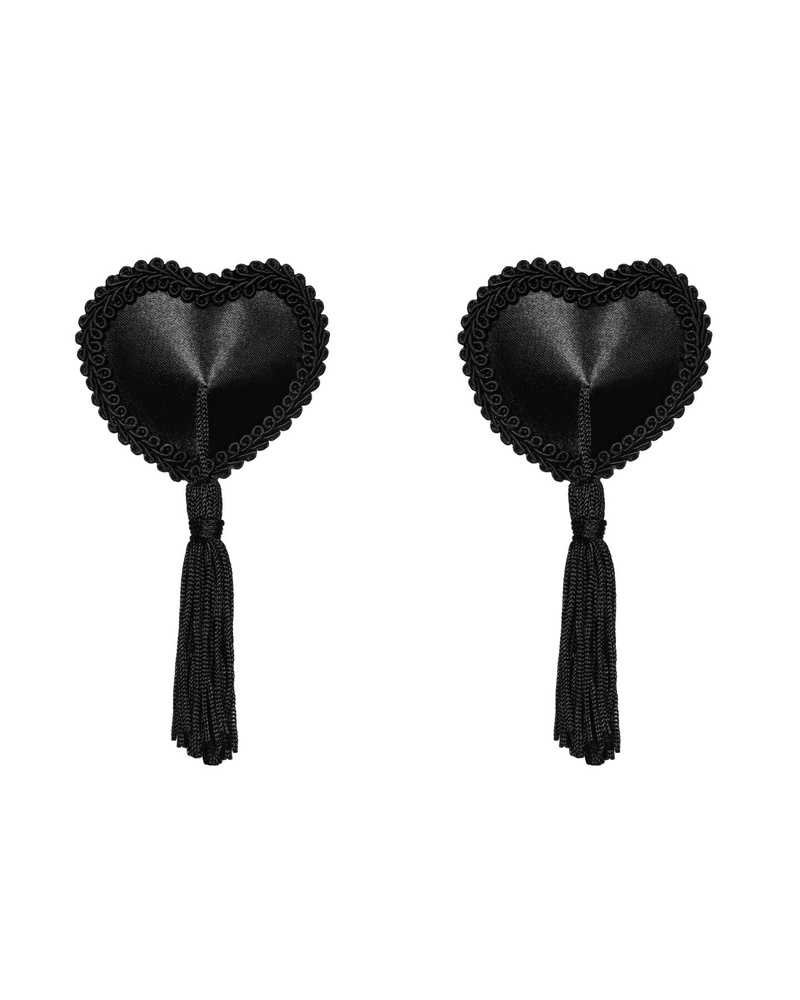 Эротические наклейки на соски с кисточками Obsessive Tassel nipple covers black, черные SO7312 фото