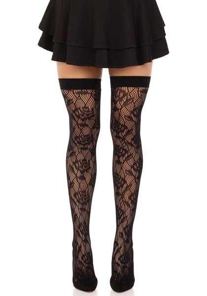 Панчохи Leg Avenue Wild rose net thigh highs One Size SX1042 фото