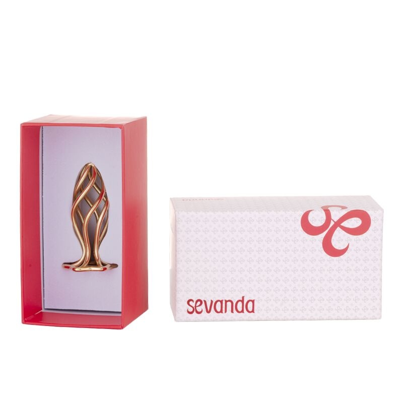 Анальна пробка LOCKINK SEVANDA Hollow Spiral Golden Metal Anal Plug - M size SX0883 фото