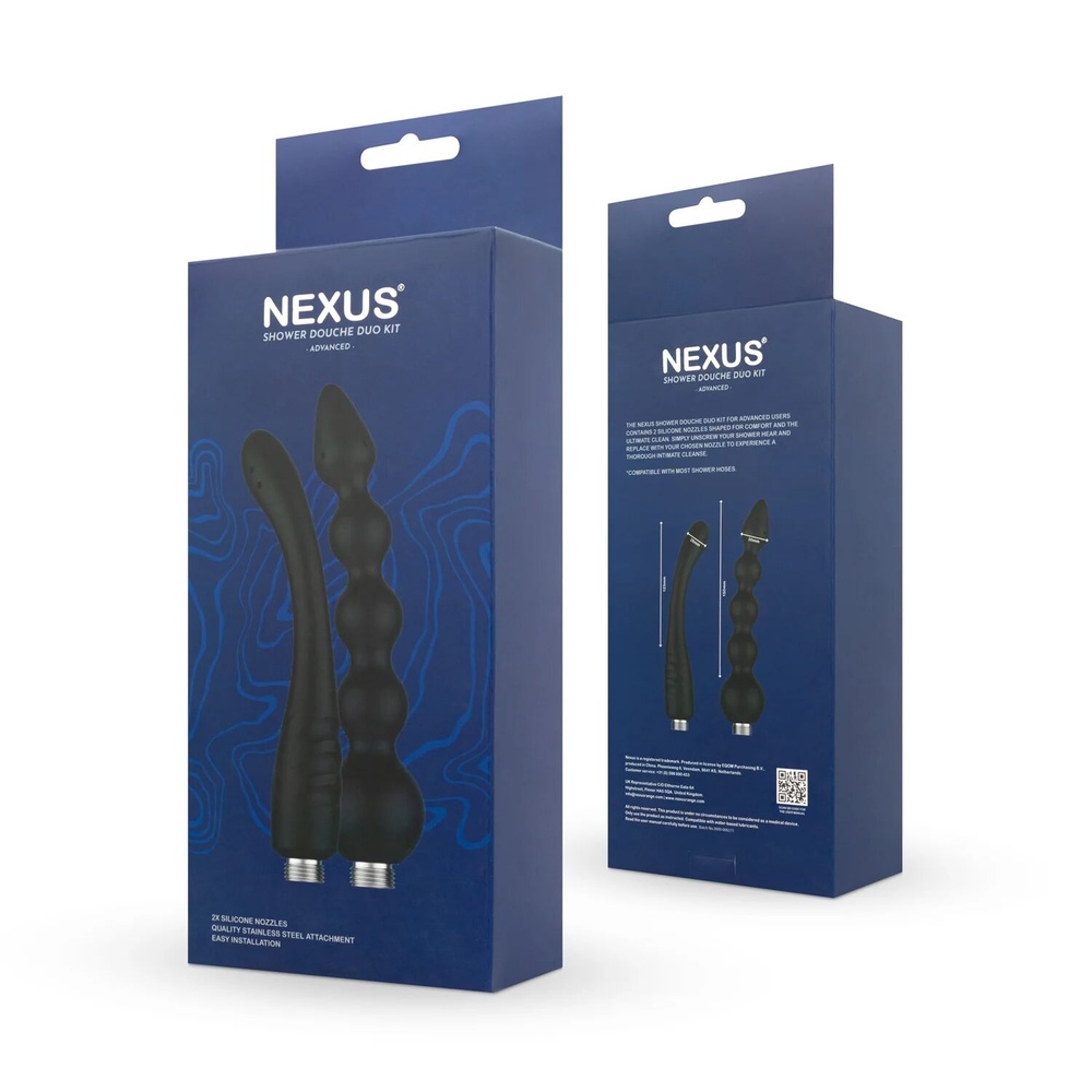 Набір анальних насадок для душу Nexus Advanced Shower Douche Duo Kit – Black, 2 шт SO9858 фото