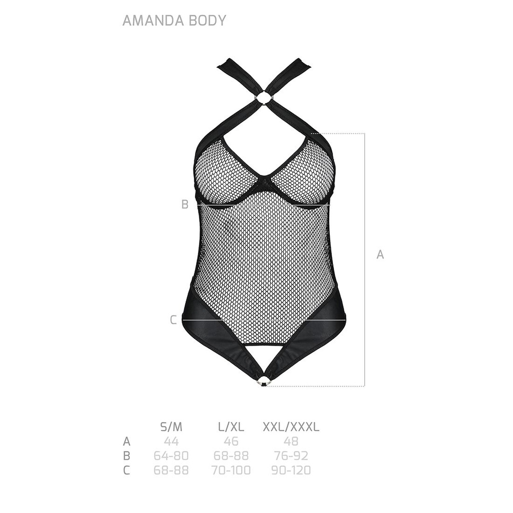 Сітчастий боді з халтером Passion Amanda Body XXL/XXXL, black SO5317 фото