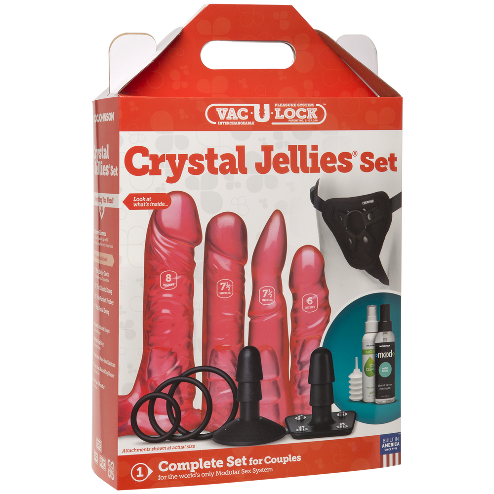 Набор для страпона Doc Johnson Vac-U-Lock Crystal Jellies Set, диаметр 3,8см, 2×4,5см, 5,1см SO1989 фото