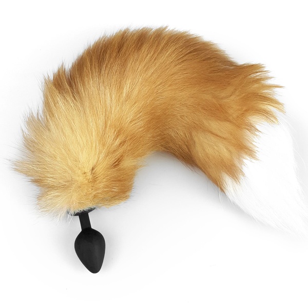Силіконова анальна пробка з хвостом із натурального хутра Art of Sex size M Foxy fox SO6188 фото