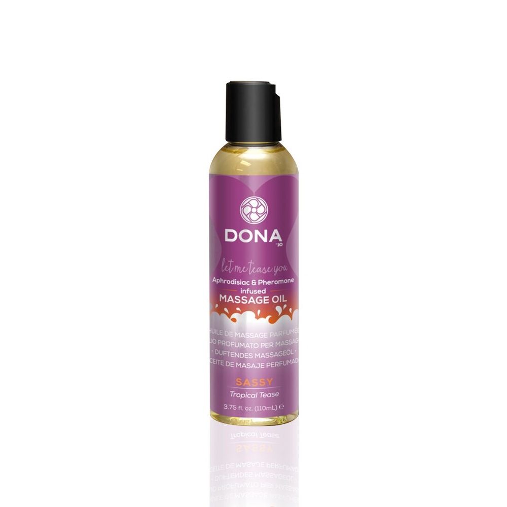 Массажное масло DONA Massage Oil - SASSY TROPICAL TEASE (110 мл) с феромонами и афродизиаками SO1690 фото