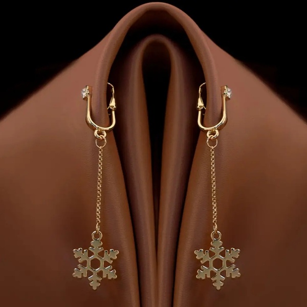 Прикраси для клітора та статевих губ non-pierced clitoral jewelry dangle with snowflake UPKO U63326 фото