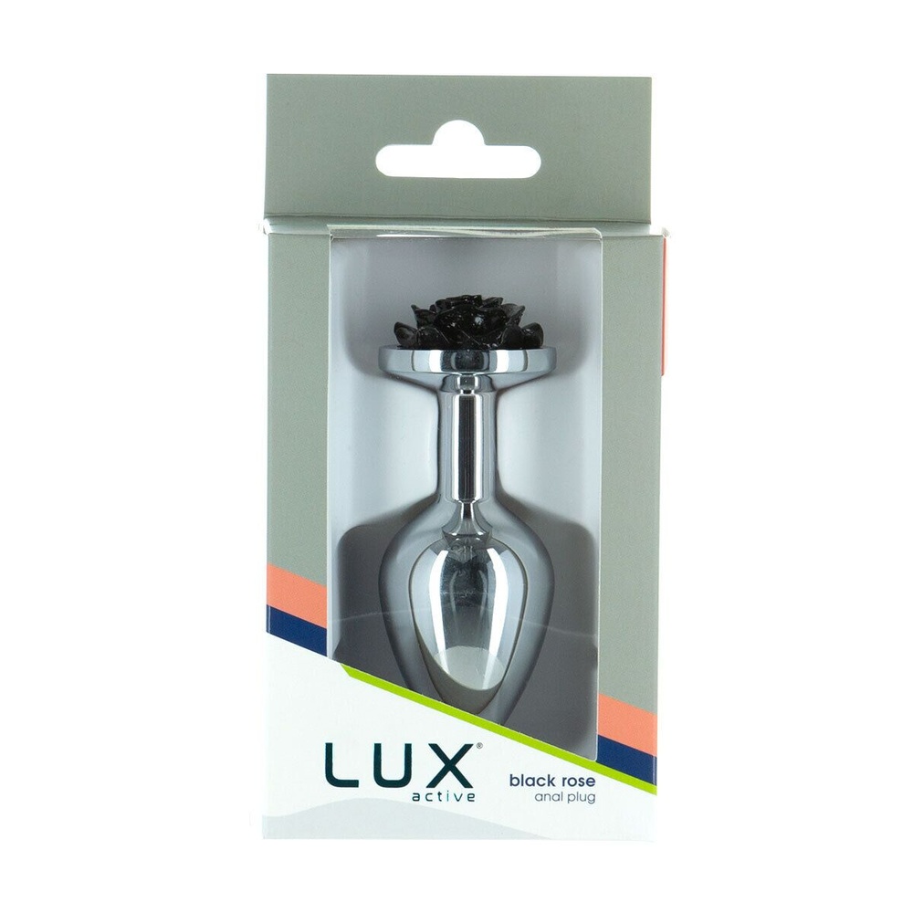 Металлическая анальная пробка Lux Active с розой - Rose Anal Plug - Black, вибропуля в подарок SO5572 фото