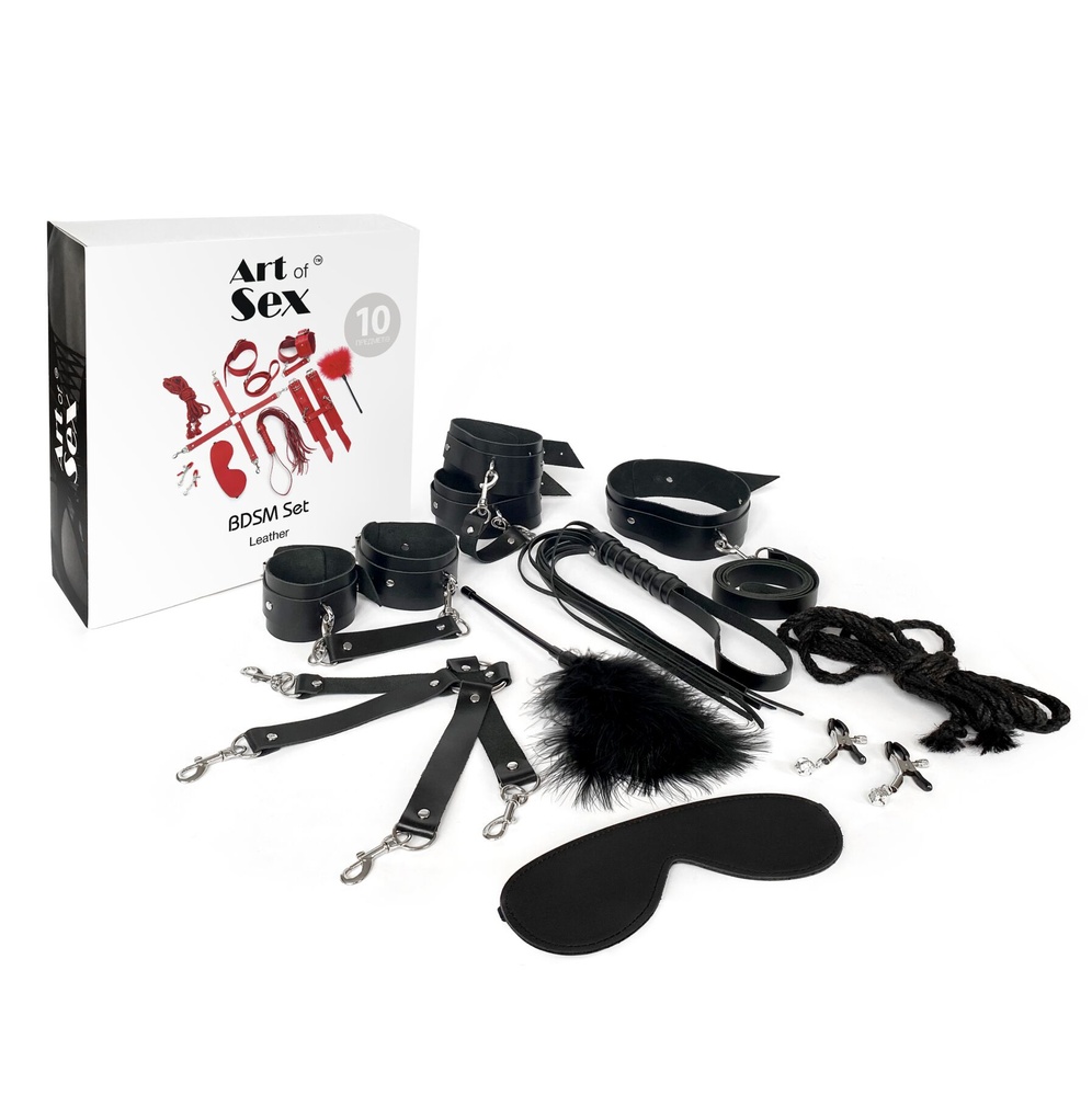 Набор BDSM Art of Sex – Set Leather, 10 предметов, черный, натуральная кожа SO7138 фото