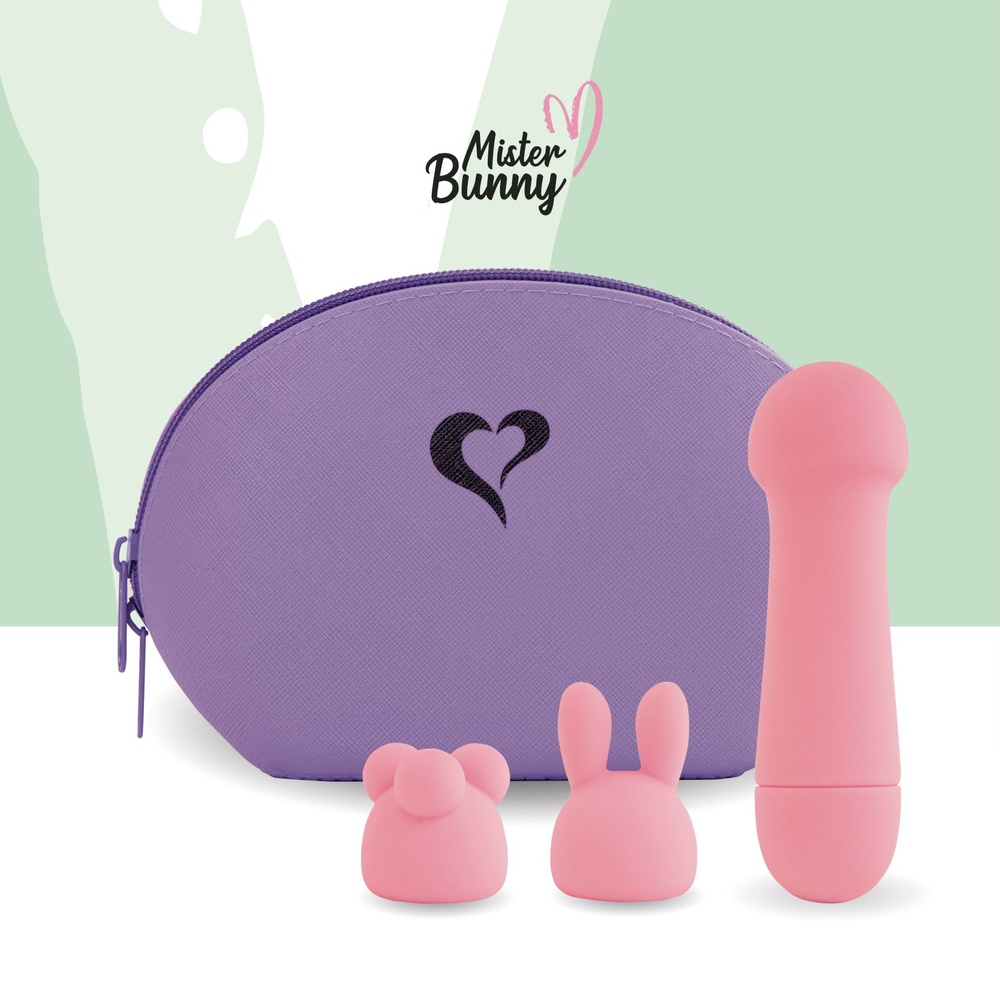 Мінівібратор FeelzToys Mister Bunny Pink з двома насадками SO4437 фото