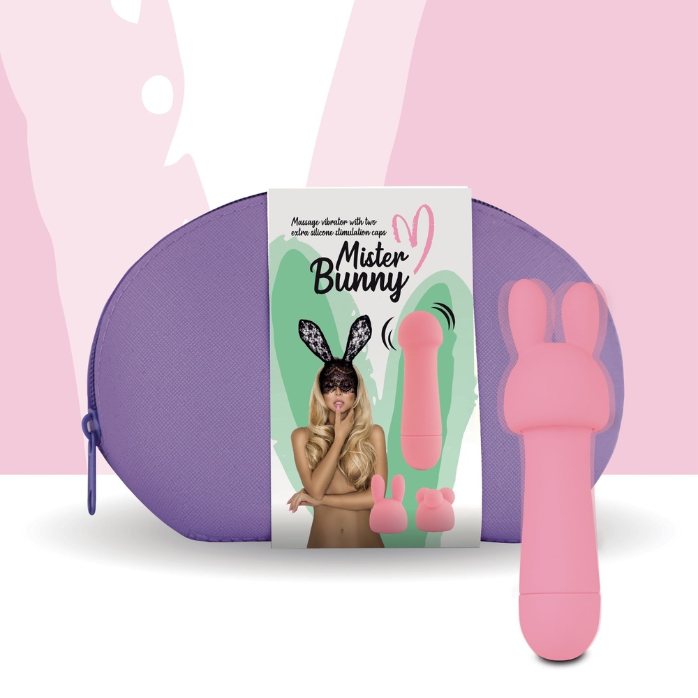 Мінівібратор FeelzToys Mister Bunny Pink з двома насадками SO4437 фото