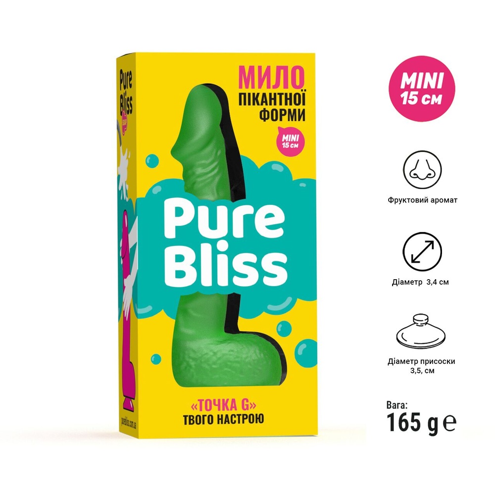 Крафтове мило-член із присоскою Pure Bliss MINI Green, натуральне SO6358 фото