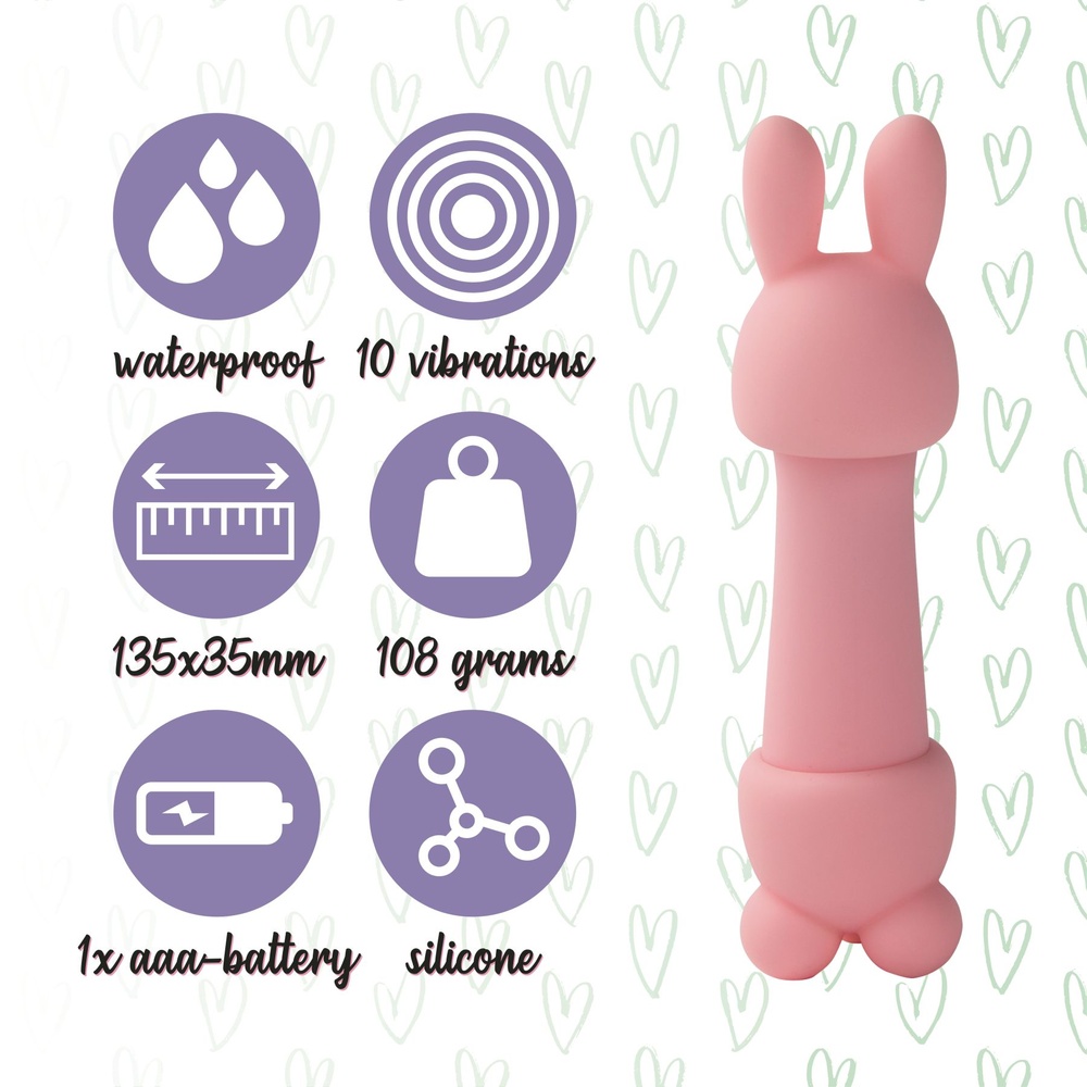 Мини-вибратор FeelzToys Mister Bunny Pink с двумя насадками SO4437 фото