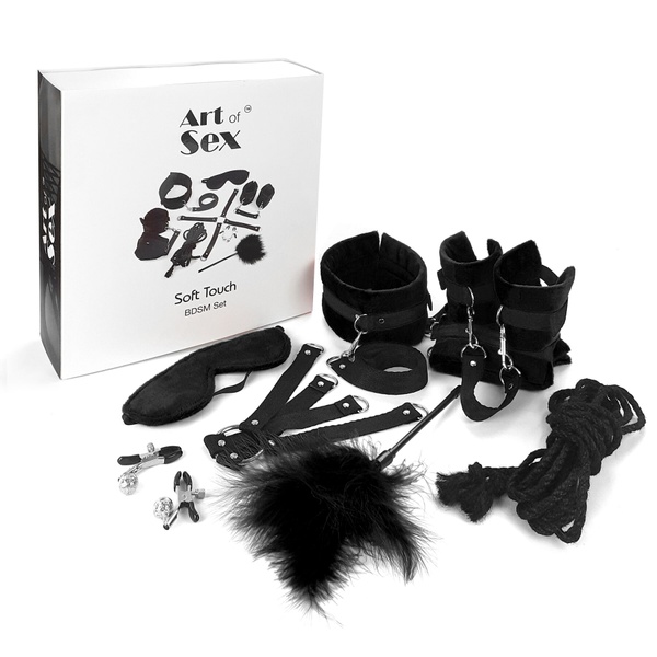 Набір БДСМ Art of Sex - Soft Touch BDSM Set, 9 предметів, Чорний SO6598 фото